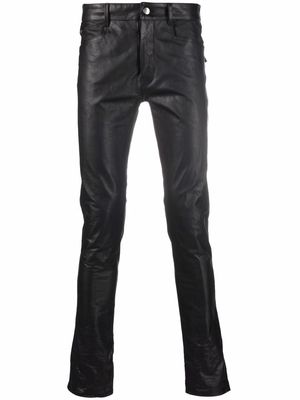 Rick Owens slim-cut leather trousers - Black