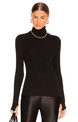 Enza Costa Sweater Knit Long Sleeve Turtleneck in Black