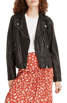 Madewell Washed Leather Moto Jacket in True Black