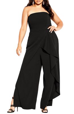 City Chic Attract Strapless Jumpsuit in Black