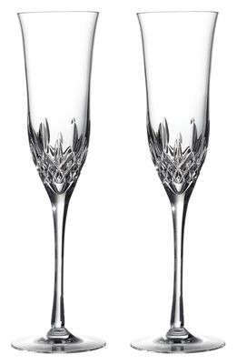 Waterford Lismore Essence Set of 2 Lead Crystal Champagne Flutes in Clear
