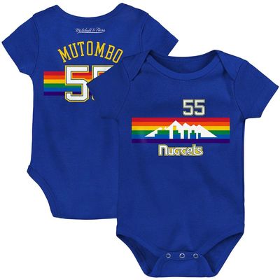 Infant Mitchell & Ness Dikembe Mutombo Royal Denver Nuggets Hardwood Classics Name & Number Bodysuit