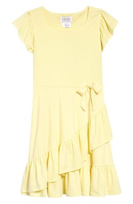BLUSH by Us Angels Kids' Cap Sleeve Ruffle Faux Wrap Dress in Yellow