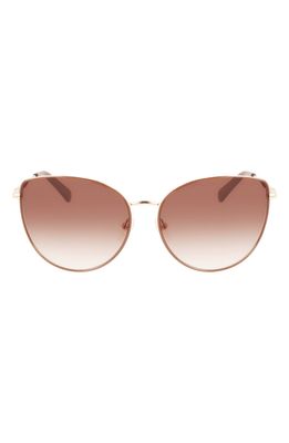 Longchamp Roseau 60mm Cat Eye Sunglasses in Gold/Beige