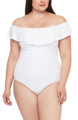 La Blanca Off the Shoulder One-Piece Swimsuit in White