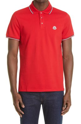 Moncler Tipped Pique Polo in Red