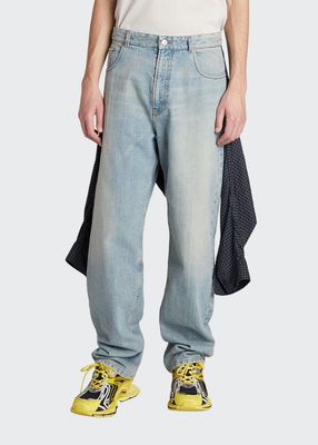 Men's Relaxed Jeans with Attached Shirt