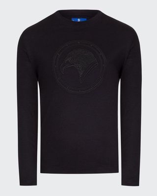 Boy's Tonal Logo Embroidered Long-Sleeve T-Shirt, Size 4-14