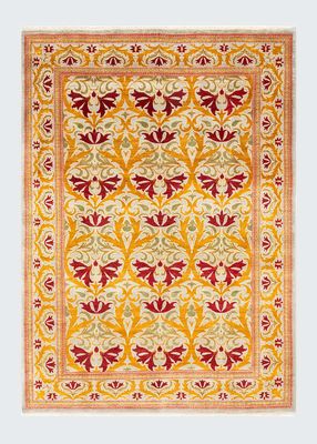 Arts & Crafts Hand-Knotted Area Rug - Ivory, 6'4" x 9'2"
