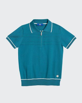 Boys' Short-Sleeve Knit Polo Sweater, Size 6-14