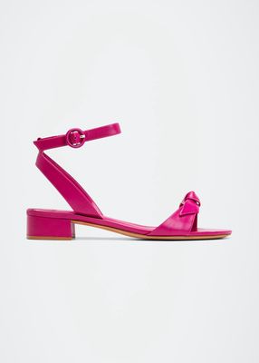 Clarita Leather Bow Ankle-Strap Sandals
