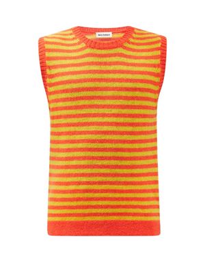 Molly Goddard - Tyson Striped-wool Sweater Vest - Mens - Orange Multi