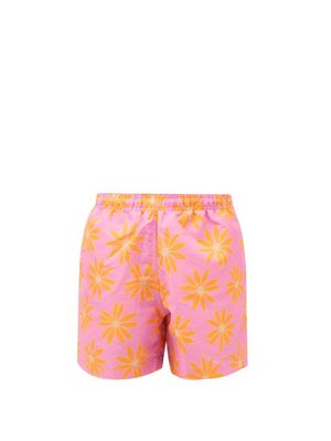 Jacquemus - Peinture Floral-print Swimshorts - Mens - Pink Multi