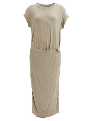 Lemaire - Adjustable-waist Knitted Longline Dress - Womens - Light Tan