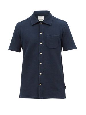 Oliver Spencer - Riviera Waffled Organic-cotton Jersey Shirt - Mens - Navy