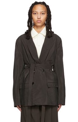 Lemaire Brown Belted Double-Breasted Blazer