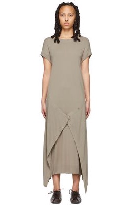 Lemaire Taupe Double Layer Skirt Mid-Length Dress