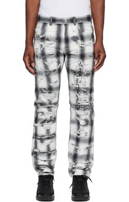 Givenchy Black & White Destroyed Flannel Trousers