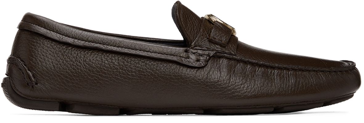 Giorgio Armani Brown Leather Driving Loafers