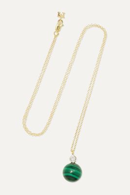 Mateo - 14-karat Gold, Malachite And Diamond Necklace - one size