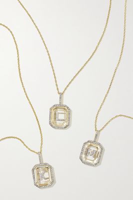 Mateo - Initial 14-karat Gold, Quartz And Diamond Necklace - E