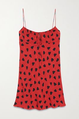 SAINT LAURENT - Printed Silk-jacquard Mini Dress - Red