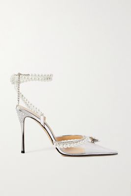 MACH & MACH - Diamond Of Elizabeth Embellished Pvc And Patent-leather Sandals - Neutrals