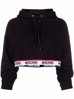 Moschino logo-waistband hoodie - Black