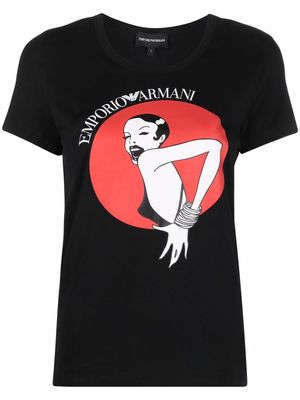 Emporio Armani graphic-print logo-print T-shirt - Black