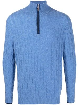 N.Peal cable-knit half-zip sweater - Blue