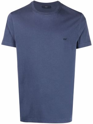Fay embroidered-logo T-shirt - Blue