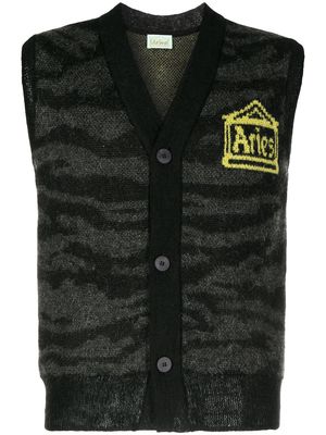 Aries logo-print knitted vest - Black