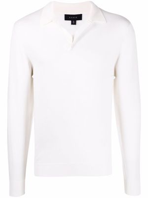 Sease long-sleeved knitted polo shirt - White
