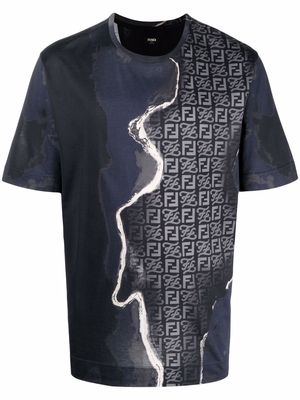 Fendi logo-print shirt-sleeve T-shirt - Blue