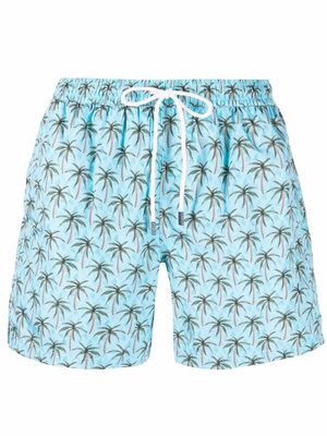 Fedeli palm tree print swim shorts - Blue
