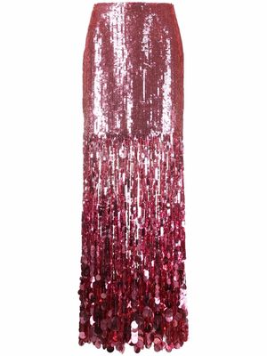 Moschino high-waisted fringed-sequin skirt - Pink