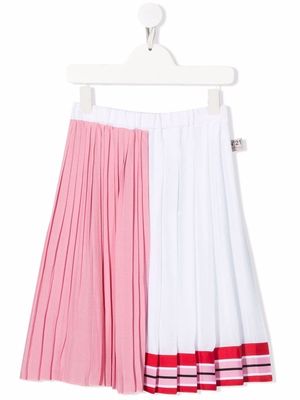 Nº21 Kids colour-block pleated midi skirt - White