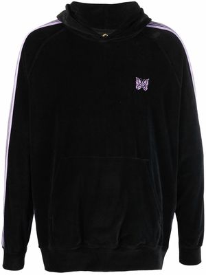Needles logo-embroidered long-sleeved hoodie - Black