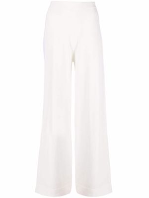 12 STOREEZ knitted wide leg trousers - White