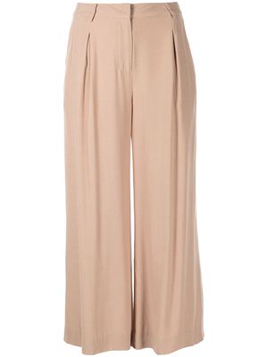 L'Agence wide-leg cropped trousers - Neutrals