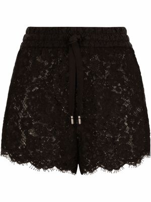 Dolce & Gabbana lace-trim drawstring shorts - Black