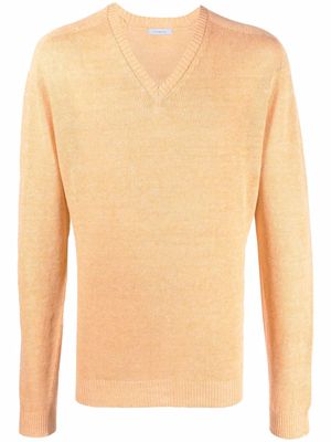 Malo V-neck fine-knit jumper - Orange