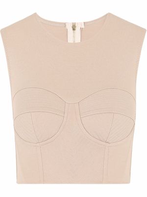 Dolce & Gabbana cropped-corset vest - Neutrals