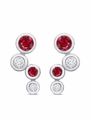 Pragnell 18kt white gold Bubbles diamond and ruby earrings - Silver