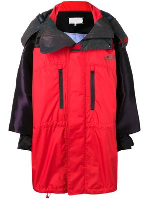 Maison Margiela waterproof two-tone coat - Red