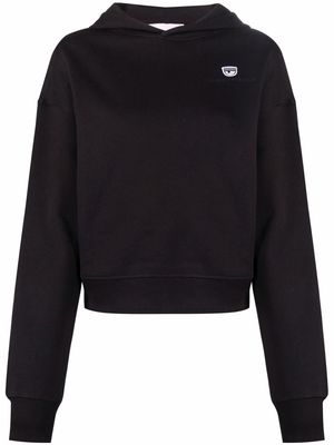Chiara Ferragni embroidered logo hooded sweatshirt - Black