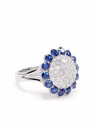 LEO PIZZO 18kt white gold diamond sapphire Aurora ring - Silver