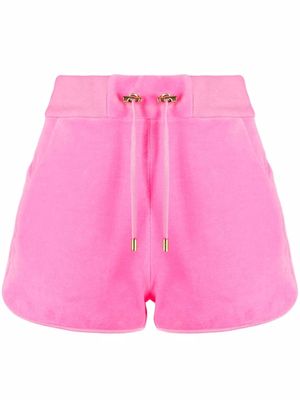 Balmain velvet drawstring track shorts - Pink