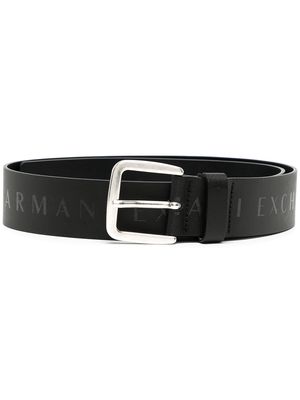 Armani Exchange logo-print leather belt - Black