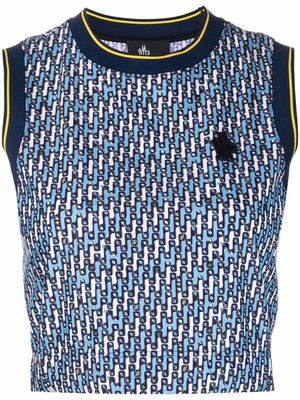 Moncler Grenoble abstract-pattern cropped tank top - Blue